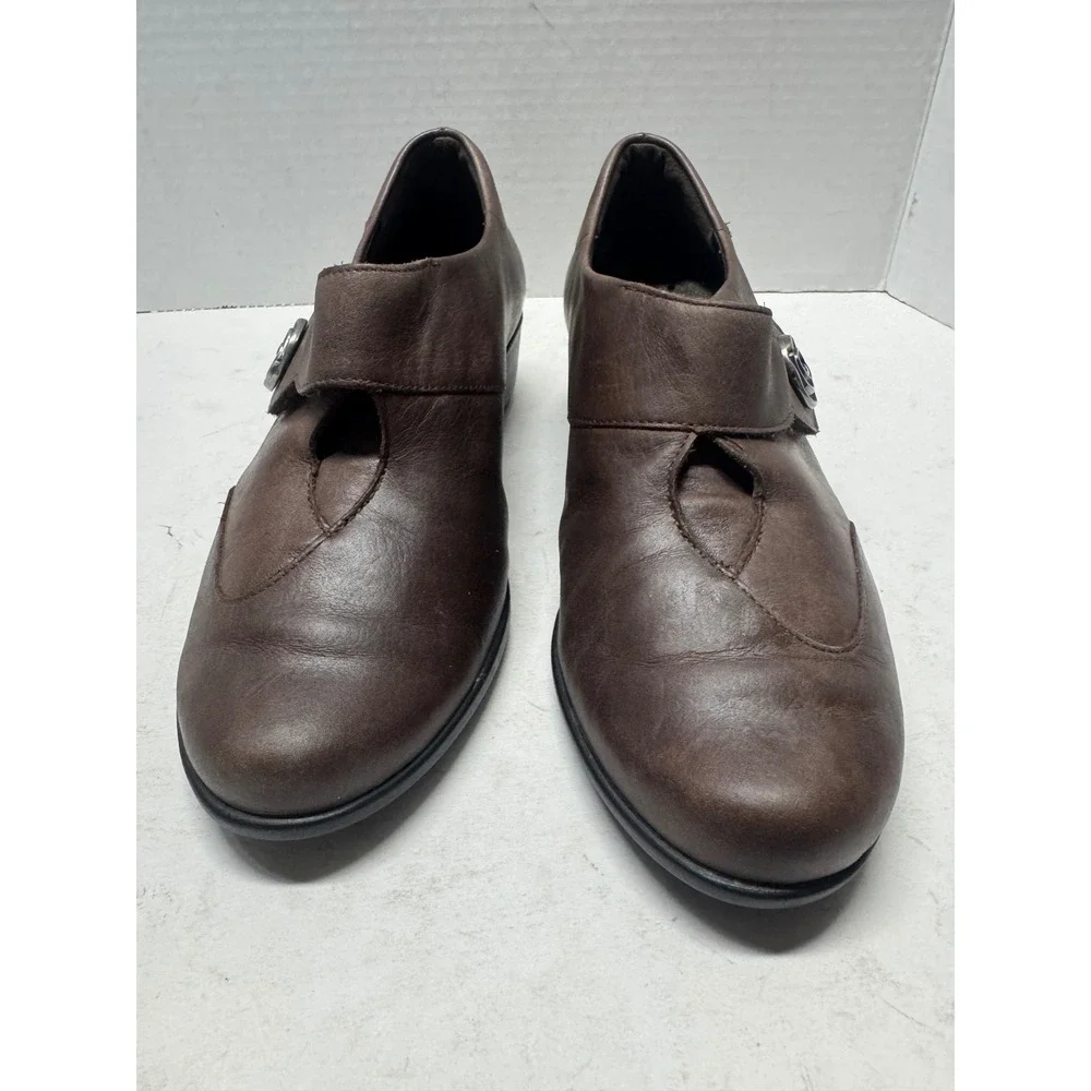 Mephisto Air-Jet Brown Leather Wedge Loafers Shoes Womens 5.5 22750 305 228
